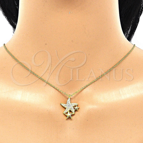 Sterling Silver Necklace — Pendant Necklace Star Design with White Cubic Zirconia — alternate product view — SKU 130883 | Plata 925 collar — Pendant Necklace estrella diseño with blanco Cubic Zirconia — SKU 130883