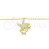 Sterling Silver Pendant Necklace, Star Design, with White Cubic Zirconia, Polished, Golden Finish, 04.336.0202.2.16 (01 MM Thickness, 16 Inches Length)