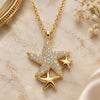 Sterling Silver Pendant Necklace, Star Design, with White Cubic Zirconia, Polished, Golden Finish, 04.336.0202.2.16 (01 MM Thickness, 16 Inches Length)