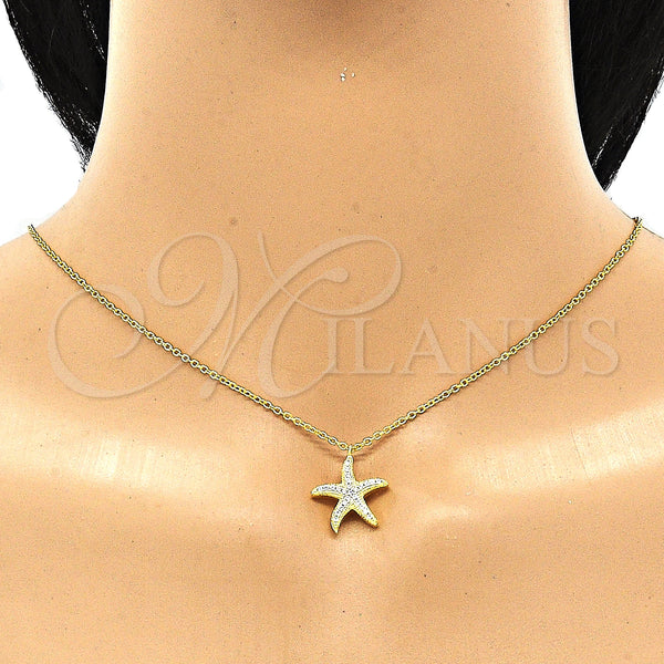 Sterling Silver Necklace — Pendant Necklace with White Cubic Zirconia Polished 04. — alternate product view — SKU 130886 | Plata 925 collar — Pendant Necklace with blanco Cubic Zirconia pulido 04. — SKU 130886