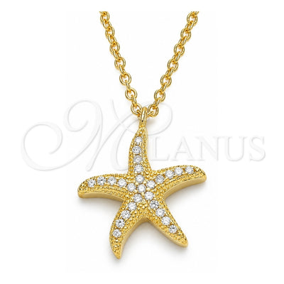 Sterling Silver Pendant Necklace, with White Cubic Zirconia, Polished, Golden Finish, 04.336.0203.2.16 (01 MM Thickness, 16 Inches Length)