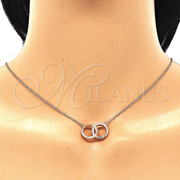 Sterling Silver Necklace — Pendant Necklace with White Cubic Zirconia Polished Rose — alternate product view — SKU 130887 | Plata 925 collar — Pendant Necklace with blanco Cubic Zirconia pulido Rose — SKU 130887