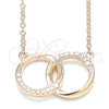Sterling Silver Pendant Necklace, with White Cubic Zirconia, Polished, Rose Gold Finish, 04.336.0030.1.16 (01 MM Thickness, 16 Inches Length)