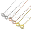 Sterling Silver Pendant Necklace, Infinite Design, with White Cubic Zirconia, Polished, Rose Gold Finish, 04.336.0035.1.16 (01 MM Thickness, 16 Inches Length)