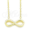 Sterling Silver Pendant Necklace, Infinite Design, with White Cubic Zirconia, Polished, Golden Finish, 04.336.0035.2.16 (01 MM Thickness, 16 Inches Length)