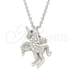 Sterling Silver Necklace — Pendant Necklace with Black Cubic Zirconia and White — main product view — SKU 130891 | Plata 925 collar — Pendant Necklace with negro Cubic Zirconia and blanco — SKU 130891