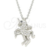 Sterling Silver Pendant Necklace, with Black Cubic Zirconia and White Crystal, Polished, Rhodium Finish, 04.336.0204.16 (01 MM Thickness, 16 Inches Length)