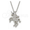 Sterling Silver Pendant Necklace, with Black Cubic Zirconia and White Crystal, Polished, Rhodium Finish, 04.336.0204.16 (01 MM Thickness, 16 Inches Length)