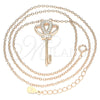 Sterling Silver Pendant Necklace, key Design, with White Cubic Zirconia, Polished, Rose Gold Finish, 04.336.0049.1.16 (01 MM Thickness, 16 Inches Length)
