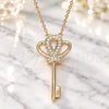 Sterling Silver Pendant Necklace, key Design, with White Cubic Zirconia, Polished, Rose Gold Finish, 04.336.0049.1.16 (01 MM Thickness, 16 Inches Length)