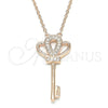 Sterling Silver Pendant Necklace, key Design, with White Cubic Zirconia, Polished, Rose Gold Finish, 04.336.0049.1.16 (01 MM Thickness, 16 Inches Length)