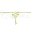 Sterling Silver Pendant Necklace, key Design, with White Cubic Zirconia, Polished, Golden Finish, 04.336.0049.2.16 (01 MM Thickness, 16 Inches Length)