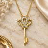 Sterling Silver Pendant Necklace, key Design, with White Cubic Zirconia, Polished, Golden Finish, 04.336.0049.2.16 (01 MM Thickness, 16 Inches Length)