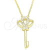 Sterling Silver Pendant Necklace, key Design, with White Cubic Zirconia, Polished, Golden Finish, 04.336.0049.2.16 (01 MM Thickness, 16 Inches Length)