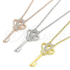 Sterling Silver Pendant Necklace, key Design, with White Cubic Zirconia, Polished, Golden Finish, 04.336.0049.2.16 (01 MM Thickness, 16 Inches Length)