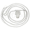 Sterling Silver Pendant Necklace, Hand of God Design, with White Cubic Zirconia, Polished, Rhodium Finish, 04.336.0207.16 (02 MM Thickness, 16 Inches Length)