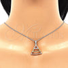 Sterling Silver Pendant Necklace, with White Cubic Zirconia, Polished, Tricolor, 04.336.0208.16 (01 MM Thickness, 16 Inches Length)