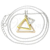 Sterling Silver Pendant Necklace, with White Cubic Zirconia, Polished, Tricolor, 04.336.0208.16 (01 MM Thickness, 16 Inches Length)