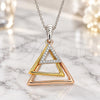 Sterling Silver Pendant Necklace, with White Cubic Zirconia, Polished, Tricolor, 04.336.0208.16 (01 MM Thickness, 16 Inches Length)