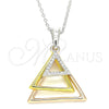 Sterling Silver Pendant Necklace, with White Cubic Zirconia, Polished, Tricolor, 04.336.0208.16 (01 MM Thickness, 16 Inches Length)