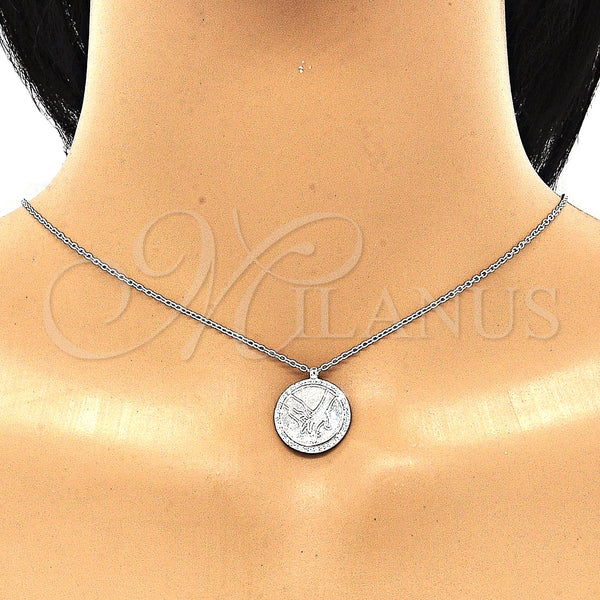 Sterling Silver Necklace — Pendant Necklace with White Cubic Zirconia Polished 04. — alternate product view — SKU 130898 | Plata 925 collar — Pendant Necklace with blanco Cubic Zirconia pulido 04. — SKU 130898