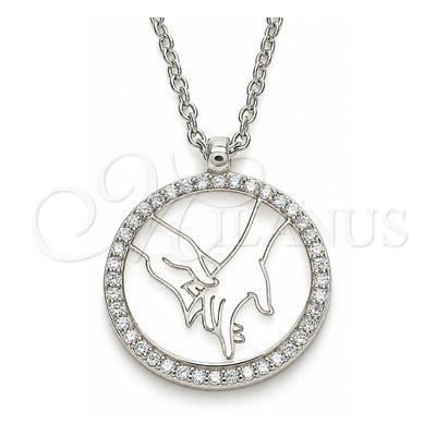 Sterling Silver Pendant Necklace, with White Cubic Zirconia, Polished, Rhodium Finish, 04.336.0209.16 (01 MM Thickness, 16 Inches Length)