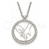 Sterling Silver Pendant Necklace, with White Cubic Zirconia, Polished, Rhodium Finish, 04.336.0209.16 (01 MM Thickness, 16 Inches Length)