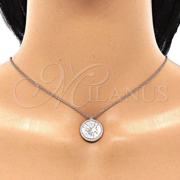 Sterling Silver Necklace — Pendant Necklace with White Cubic Zirconia Polished Rose — alternate product view — SKU 130899 | Plata 925 collar — Pendant Necklace with blanco Cubic Zirconia pulido Rose — SKU 130899