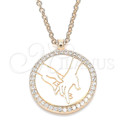 Sterling Silver Pendant Necklace, with White Cubic Zirconia, Polished, Rose Gold Finish, 04.336.0209.1.16 (01 MM Thickness, 16 Inches Length)