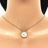 Sterling Silver Pendant Necklace, with White Cubic Zirconia, Polished, Golden Finish, 04.336.0209.2.16 (01 MM Thickness, 16 Inches Length)