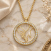 Sterling Silver Pendant Necklace, with White Cubic Zirconia, Polished, Golden Finish, 04.336.0209.2.16 (01 MM Thickness, 16 Inches Length)