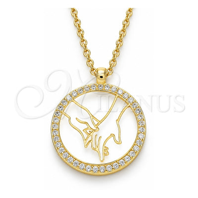 Sterling Silver Pendant Necklace, with White Cubic Zirconia, Polished, Golden Finish, 04.336.0209.2.16 (01 MM Thickness, 16 Inches Length)