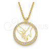 Sterling Silver Pendant Necklace, with White Cubic Zirconia, Polished, Golden Finish, 04.336.0209.2.16 (01 MM Thickness, 16 Inches Length)