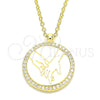 Sterling Silver Pendant Necklace, with White Cubic Zirconia, Polished, Golden Finish, 04.336.0209.2.16 (01 MM Thickness, 16 Inches Length)