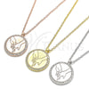 Sterling Silver Pendant Necklace, with White Cubic Zirconia, Polished, Golden Finish, 04.336.0209.2.16 (01 MM Thickness, 16 Inches Length)