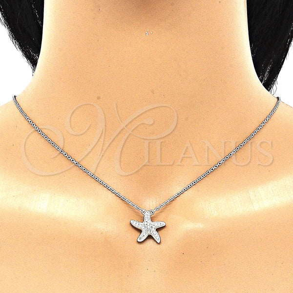 Sterling Silver Necklace — Pendant Necklace with White Cubic Zirconia Polished 04. — alternate product view — SKU 130901 | Plata 925 collar — Pendant Necklace with blanco Cubic Zirconia pulido 04. — SKU 130901