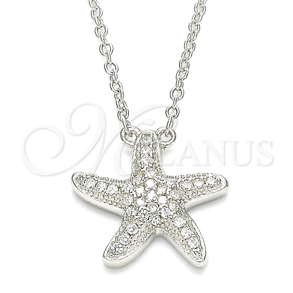 Sterling Silver Necklace — Pendant Necklace with White Cubic Zirconia Polished 04. — main product view — SKU 130901 | Plata 925 collar — Pendant Necklace with blanco Cubic Zirconia pulido 04. — SKU 130901