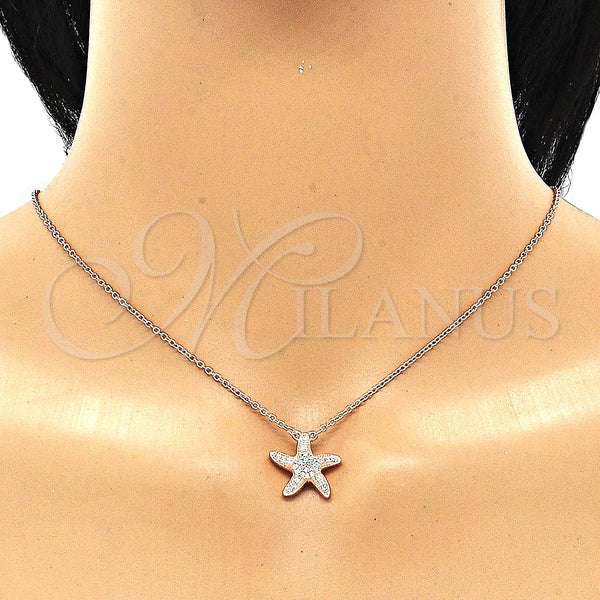 Sterling Silver Necklace — Pendant Necklace with White Cubic Zirconia Polished Rose — alternate product view — SKU 130902 | Plata 925 collar — Pendant Necklace with blanco Cubic Zirconia pulido Rose — SKU 130902