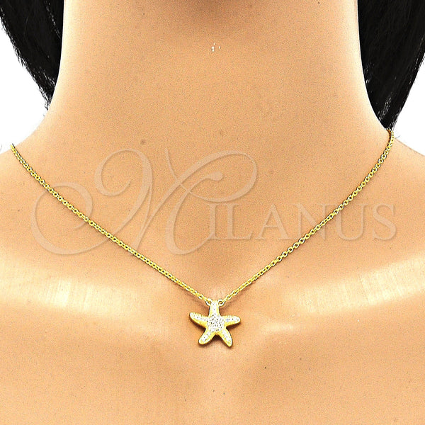 Sterling Silver Necklace — Pendant Necklace with White Cubic Zirconia Polished 04. — alternate product view — SKU 130903 | Plata 925 collar — Pendant Necklace with blanco Cubic Zirconia pulido 04. — SKU 130903