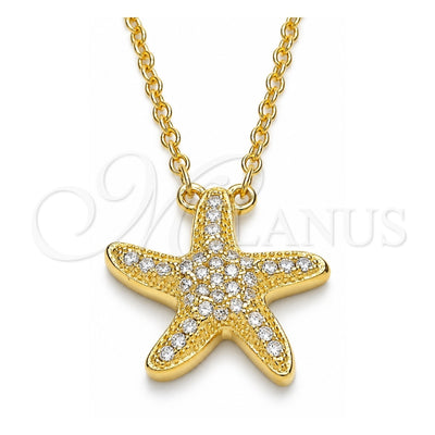 Sterling Silver Pendant Necklace, with White Cubic Zirconia, Polished, Golden Finish, 04.336.0210.2.16 (02 MM Thickness, 16 Inches Length)