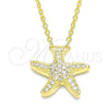 Sterling Silver Pendant Necklace, with White Cubic Zirconia, Polished, Golden Finish, 04.336.0210.2.16 (02 MM Thickness, 16 Inches Length)