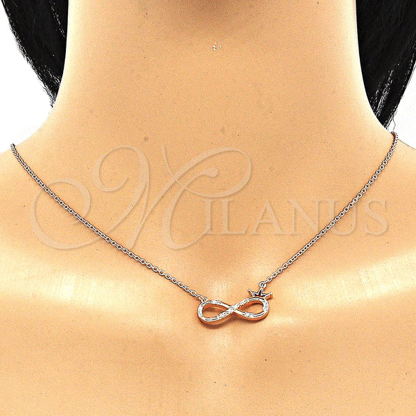 Sterling Silver Necklace — Pendant Necklace Infinite and Crown Design with White — alternate product view — SKU 130904 | Plata 925 collar — Pendant Necklace Infinite and Crown diseño with blanco — SKU 130904