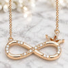 Sterling Silver Pendant Necklace, Infinite and Crown Design, with White Cubic Zirconia, Polished, Rose Gold Finish, 04.336.0018.1.16 (01 MM Thickness, 16 Inches Length)