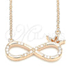 Sterling Silver Pendant Necklace, Infinite and Crown Design, with White Cubic Zirconia, Polished, Rose Gold Finish, 04.336.0018.1.16 (01 MM Thickness, 16 Inches Length)