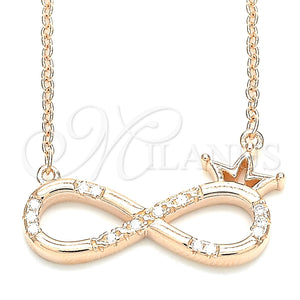 Sterling Silver Necklace — Pendant Necklace Infinite and Crown Design with White — main product view — SKU 130904 | Plata 925 collar — Pendant Necklace Infinite and Crown diseño with blanco — SKU 130904