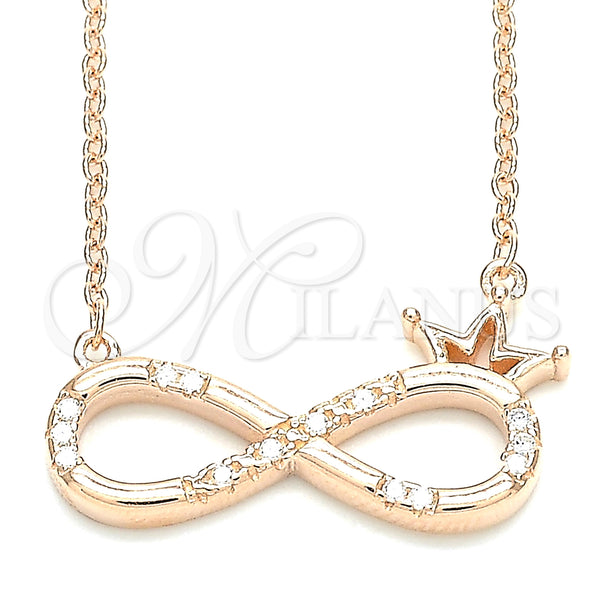 Sterling Silver Necklace — Pendant Necklace Infinite and Crown Design with White — main product view — SKU 130904 | Plata 925 collar — Pendant Necklace Infinite and Crown diseño with blanco — SKU 130904