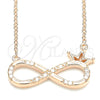 Sterling Silver Pendant Necklace, Infinite and Crown Design, with White Cubic Zirconia, Polished, Rose Gold Finish, 04.336.0018.1.16 (01 MM Thickness, 16 Inches Length)