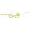 Sterling Silver Pendant Necklace, Infinite and Crown Design, with White Cubic Zirconia, Polished, Golden Finish, 04.336.0018.2.16