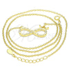 Sterling Silver Pendant Necklace, Infinite and Crown Design, with White Cubic Zirconia, Polished, Golden Finish, 04.336.0018.2.16