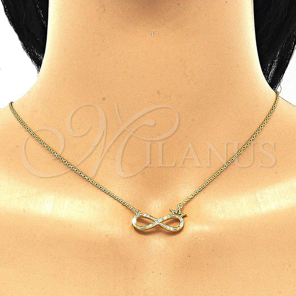 Sterling Silver Necklace — Pendant Necklace Infinite and Crown Design with White — alternate product view — SKU 130905 | Plata 925 collar — Pendant Necklace Infinite and Crown diseño with blanco — SKU 130905